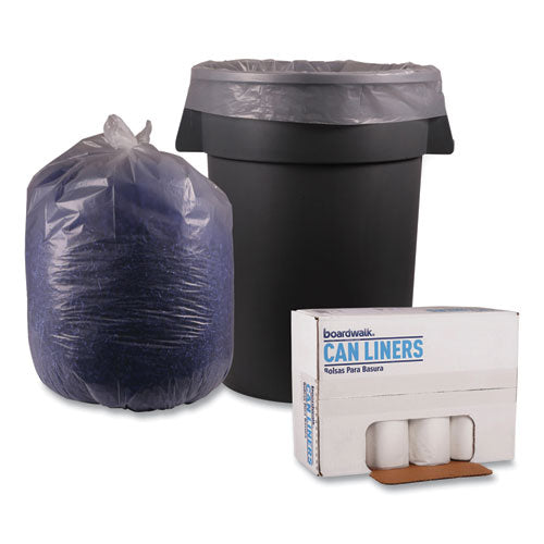 Image of Boardwalk® Recycled Low-Density Polyethylene Can Liners, 60 gal, 1.4 mil, 38" x 58", Clear, Perforated, 10 Bags/Roll, 10 Rolls/Carton