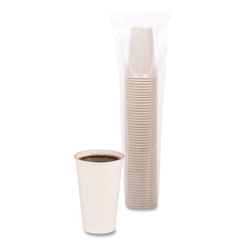 Image of Boardwalk® Paper Hot Cups, 16 oz, White, 50/Sleeve, 20 Sleeves/Carton