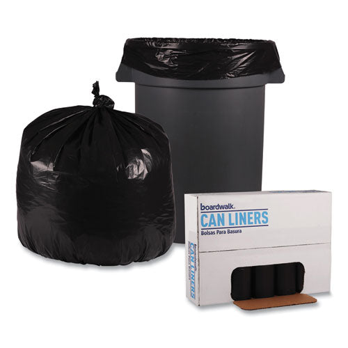 Image of Boardwalk® Recycled Low-Density Polyethylene Can Liners, 33 gal, 1.6 mil, 33" x 39", Black, Perforated, 10 Bags/Roll, 10 Rolls/Carton