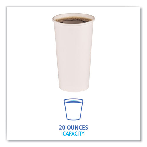 Image of Boardwalk® Paper Hot Cups, 20 oz, White, 50/Sleeve, 12 Sleeves/Carton