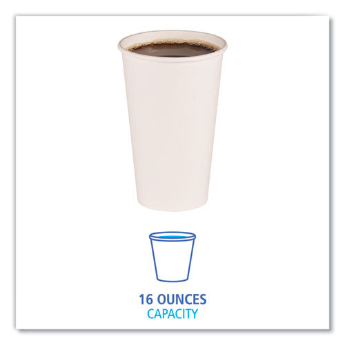 Image of Boardwalk® Paper Hot Cups, 16 oz, White, 50/Sleeve, 20 Sleeves/Carton