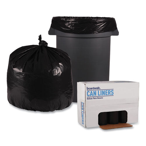 Image of Boardwalk® Recycled Low-Density Polyethylene Can Liners, 33 gal, 1.2 mil, 33" x 39", Black, Perforated, 10 Bags/Roll, 10 Rolls/Carton