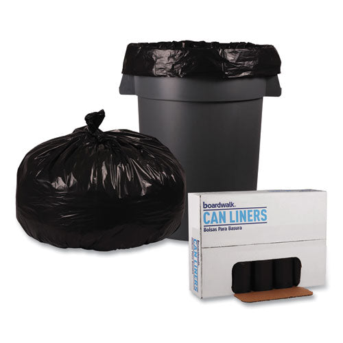 Image of Boardwalk® Recycled Low-Density Polyethylene Can Liners, 56 gal, 1.2 mil, 43" x 47", Black, Perforated, 10 Bags/Roll, 10 Rolls/Carton