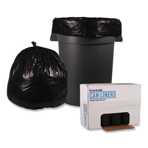 Image of Boardwalk® Recycled Low-Density Polyethylene Can Liners, 45 gal, 1.6 mil, 40" x 46", Black, Perforated, 10 Bags/Roll, 10 Rolls/Carton