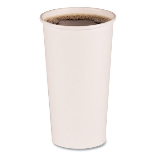 Image of Boardwalk® Paper Hot Cups, 20 oz, White, 50/Sleeve, 12 Sleeves/Carton