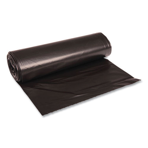 Image of Boardwalk® Recycled Low-Density Polyethylene Can Liners, 60 gal, 1.2 mil, 38" x 58", Black, Perforated, 10 Bags/Roll, 10 Rolls/Carton