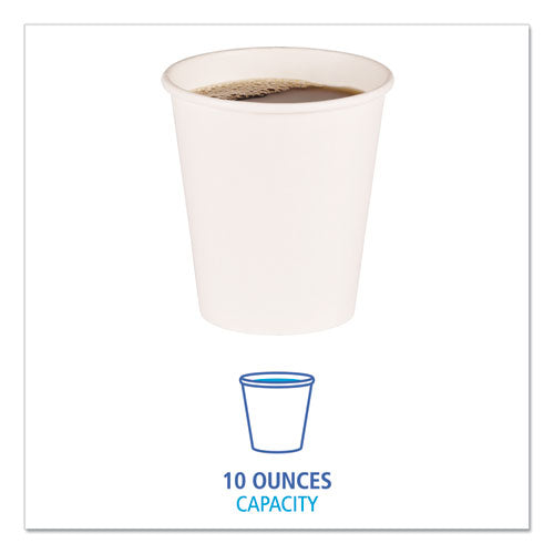 Image of Boardwalk® Paper Hot Cups, 10 oz, White, 50/Sleeve, 20 Sleeves/Carton