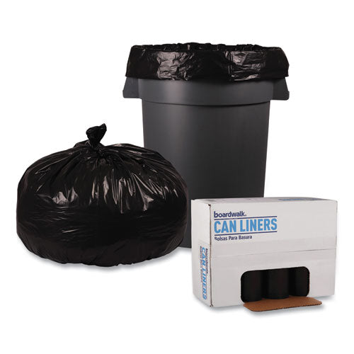 Image of Boardwalk® Recycled Low-Density Polyethylene Can Liners, 60 gal, 1.2 mil, 38" x 58", Black, Perforated, 10 Bags/Roll, 10 Rolls/Carton