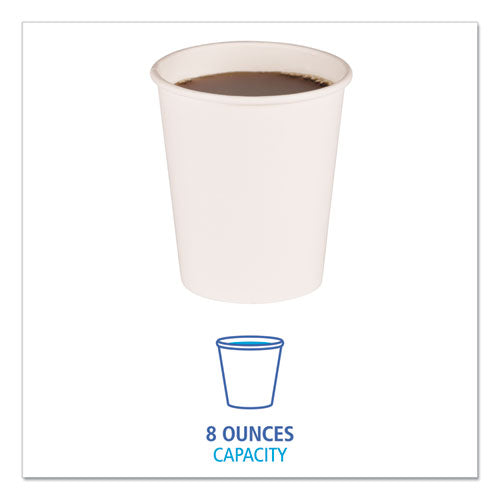 Image of Boardwalk® Paper Hot Cups, 8 oz, White, 50/Sleeve, 20 Sleeves/Carton