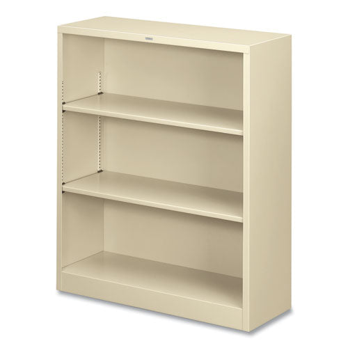 Image of HON® Metal Bookcase, Three-Shelf, 34.5w x 12.63d x 41h, Putty