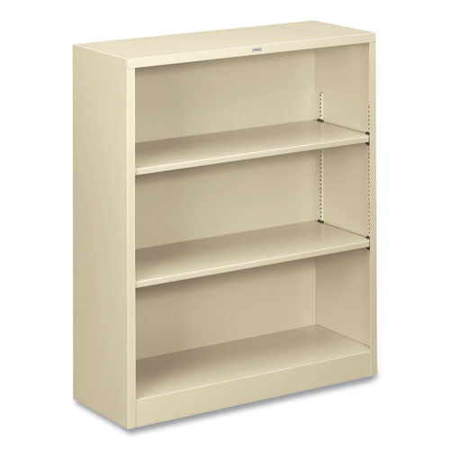 Image of HON® Metal Bookcase, Three-Shelf, 34.5w x 12.63d x 41h, Putty