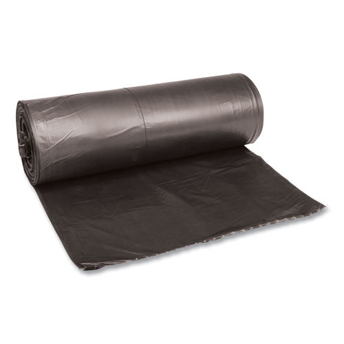 Image of Boardwalk® Low-Density Waste Can Liners, 60 gal, 0.65 mil, 38" x 58", Black, Perforated Roll, 25 Bags/Roll, 4 Rolls/Carton