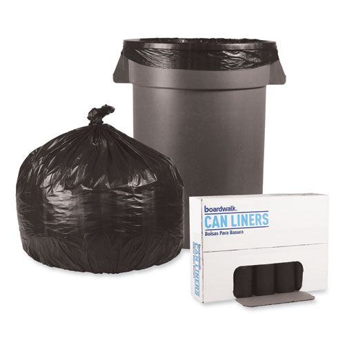 Image of Boardwalk® Low-Density Waste Can Liners, 33 gal, 0.5 mil, 33" x 39", Black, Perforated Roll, 25 Bags/Roll, 8 Rolls/Carton