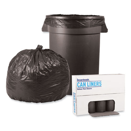 Image of Boardwalk® Low-Density Waste Can Liners, 33 gal, 1.1 mil, 33" x 39", Gray, Perforated Roll, 25 Bags/Roll, 4 Rolls/Carton