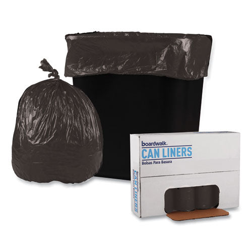 Image of Boardwalk® Low-Density Waste Can Liners, 10 gal, 0.35 mil, 24" x 23", Black, Perforated Roll, 50 Bags/Roll, 10 Rolls/Carton