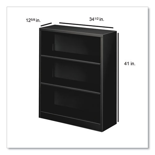 Image of HON® Metal Bookcase, Three-Shelf, 34.5w x 12.63d x 41h, Black