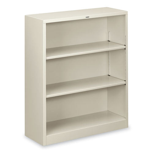 Image of HON® Metal Bookcase, Three-Shelf, 34.5w x 12.63d x 41h, Light Gray