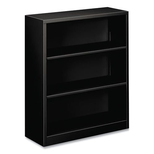 Image of HON® Metal Bookcase, Three-Shelf, 34.5w x 12.63d x 41h, Black