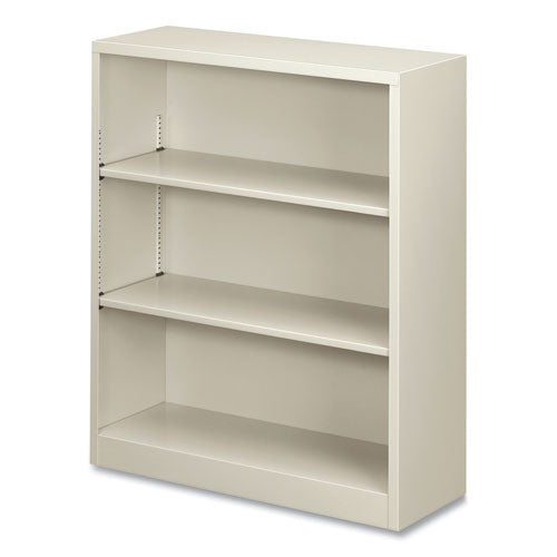 Image of HON® Metal Bookcase, Three-Shelf, 34.5w x 12.63d x 41h, Light Gray
