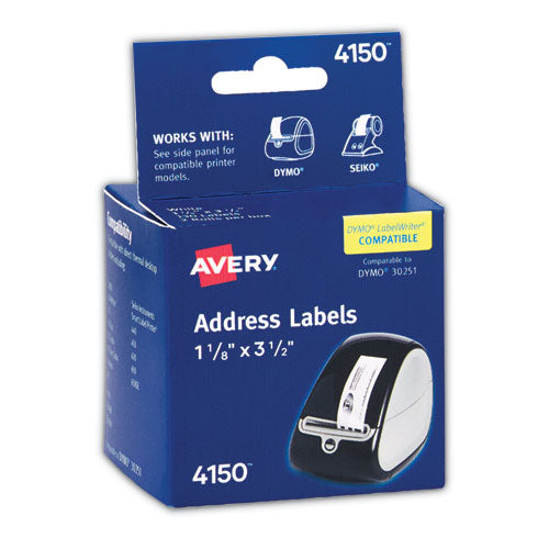 Image of Avery® Multipurpose Thermal Labels, 1.13 X 3.5, White, 130/roll, 2 Rolls/pack