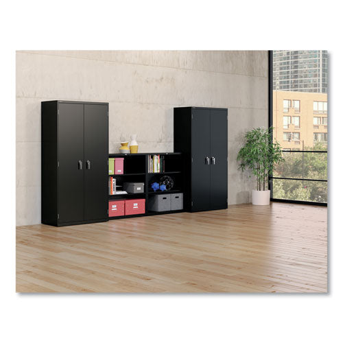 Image of HON® Metal Bookcase, Three-Shelf, 34.5w x 12.63d x 41h, Black