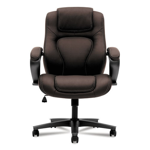 Image of HON® Hvl402 Series Executive High-Back Chair, Supports Up To 250 Lb, 17" To 21" Seat Height, Brown Seat/back, Black Base