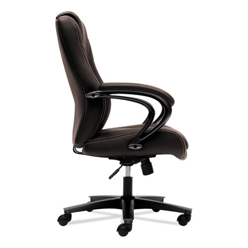 Image of HON® Hvl402 Series Executive High-Back Chair, Supports Up To 250 Lb, 17" To 21" Seat Height, Brown Seat/back, Black Base
