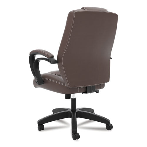 Image of HON® Hvl402 Series Executive High-Back Chair, Supports Up To 250 Lb, 17" To 21" Seat Height, Brown Seat/back, Black Base