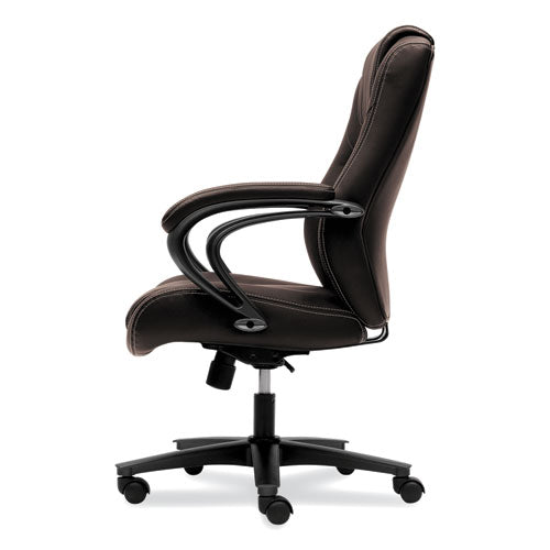 Image of HON® Hvl402 Series Executive High-Back Chair, Supports Up To 250 Lb, 17" To 21" Seat Height, Brown Seat/back, Black Base