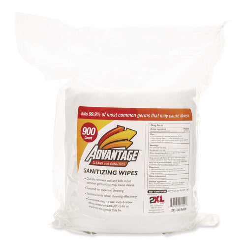 Image of 2XL Gym Wipes Advantage, 1-Ply, 6 x 8, Unscented, White, 900/Roll, 4 Rolls/Carton