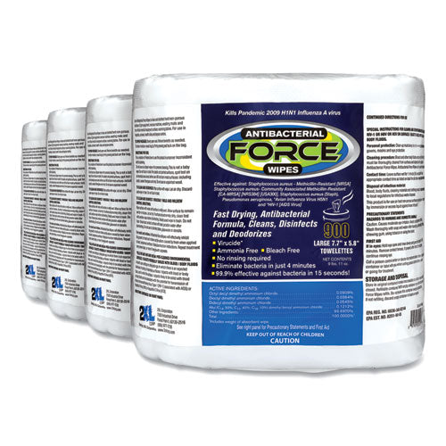 Image of 2XL FORCE Disinfecting Wipes Refill, 1-Ply, 6 x 8, Unscented, White, 900/Pack, 4 Packs/Carton