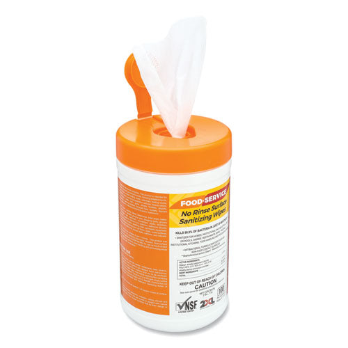 Image of 2XL Food Service No Rinse Surface Sanitizing Wipes, 1-Ply, 6 x 8, White, 100/Roll, 6 Rolls/Carton