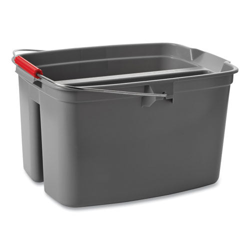 Image of Rubbermaid® Commercial 19 Quart Double Utility Pail, Plastic, Gray, 18 x 14.5 x 10