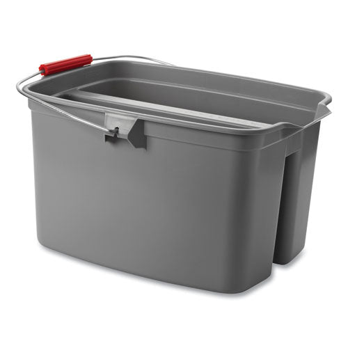 Image of Rubbermaid® Commercial 19 Quart Double Utility Pail, Plastic, Gray, 18 x 14.5 x 10