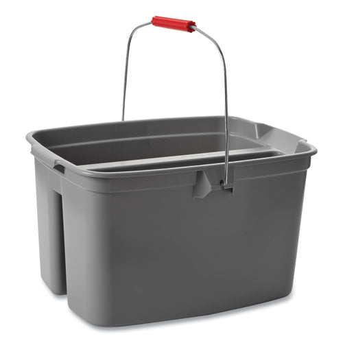 Image of Rubbermaid® Commercial 19 Quart Double Utility Pail, Plastic, Gray, 18 x 14.5 x 10