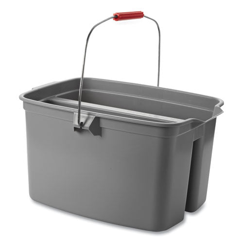 Image of Rubbermaid® Commercial 19 Quart Double Utility Pail, Plastic, Gray, 18 x 14.5 x 10