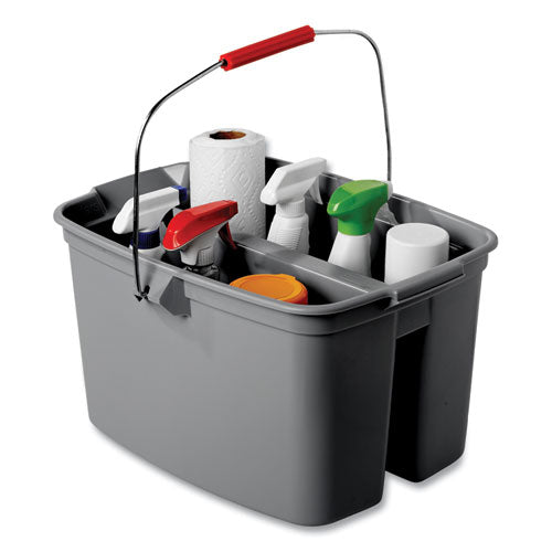 Image of Rubbermaid® Commercial 19 Quart Double Utility Pail, Plastic, Gray, 18 x 14.5 x 10