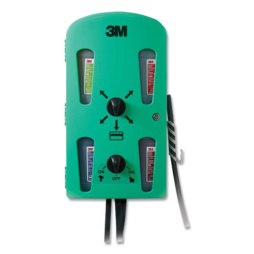 Image of 3M Flow Control System Chemical Dispenser, Air Gap, Pressure Relief Valve, (4) 0.5 Gal, 12.25 X 6.3 X 22.5, Green