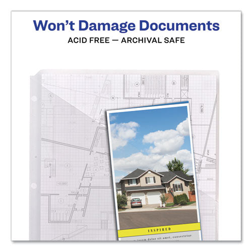 Image of Avery® Binder Pockets, 3-Hole Punched, 9.25 x 11, Clear, 5/Pack