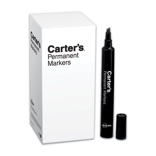 Image of Carter's Large Desk Style Permanent Marker, Broad Chisel Tip, Black, Dozen