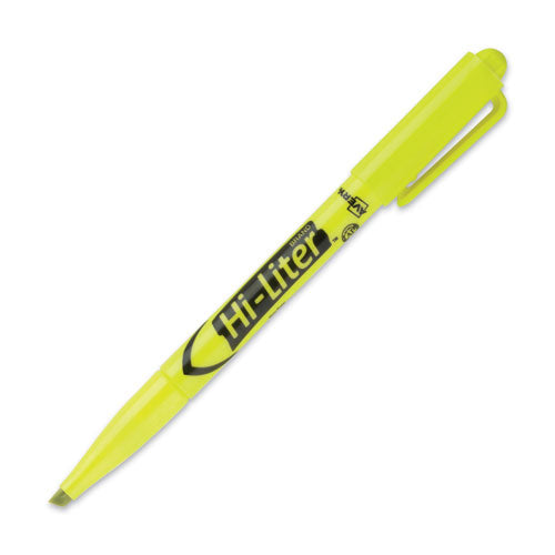 Image of Avery® Hi-Liter Pen-Style Highlighters, Fluorescent Yellow Ink, Chisel Tip, Yellow/black Barrel, Dozen
