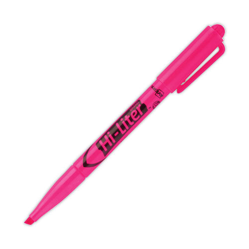 Image of Avery® Hi-Liter Pen-Style Highlighters, Fluorescent Pink Ink, Chisel Tip, Pink/black Barrel, Dozen