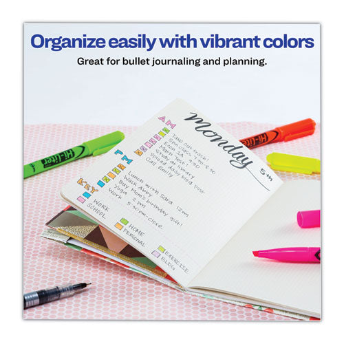 Image of Avery® Hi-Liter Pen-Style Highlighters, Fluorescent Pink Ink, Chisel Tip, Pink/black Barrel, Dozen