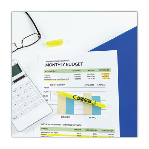 Image of Avery® Hi-Liter Pen-Style Highlighters, Fluorescent Yellow Ink, Chisel Tip, Yellow/black Barrel, Dozen