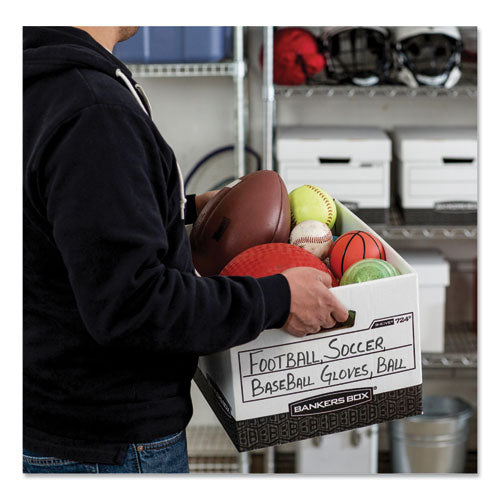 Image of Bankers Box® R-Kive Heavy-Duty Storage Boxes, Letter/legal Files, 12.75" X 16.5" X 10.38", White/black, 12/carton