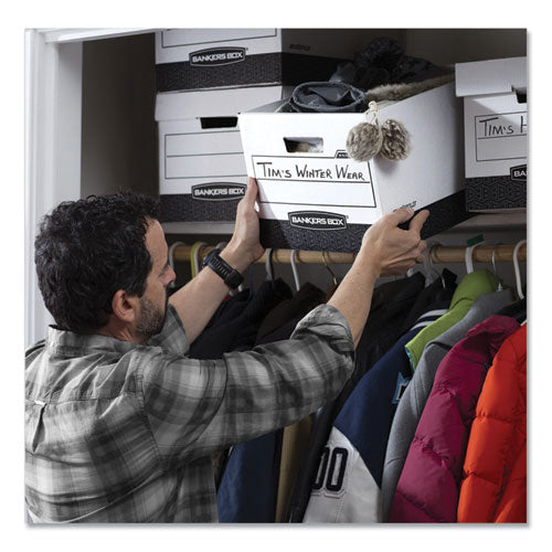 Image of Bankers Box® R-Kive Heavy-Duty Storage Boxes, Letter/legal Files, 12.75" X 16.5" X 10.38", White/black, 12/carton