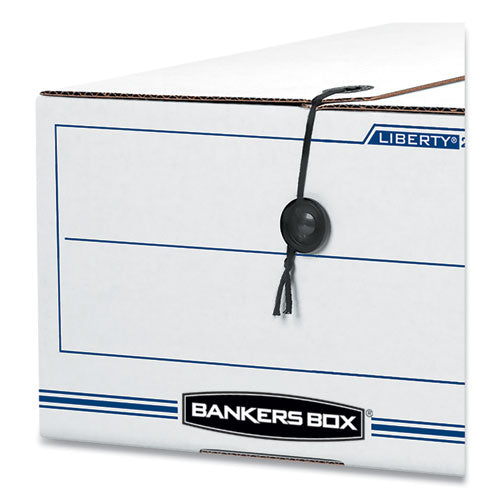 Image of Bankers Box® Liberty Plus Heavy-Duty Strength Storage Boxes, Legal Files, 15.25" X 24.13" X 10.75", White/blue, 12/carton