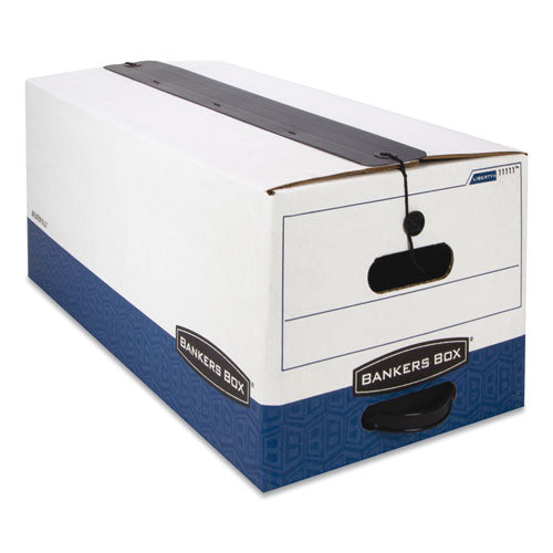 Image of Bankers Box® Liberty Plus Heavy-Duty Strength Storage Boxes, Legal Files, 15.25" X 24.13" X 10.75", White/blue, 12/carton