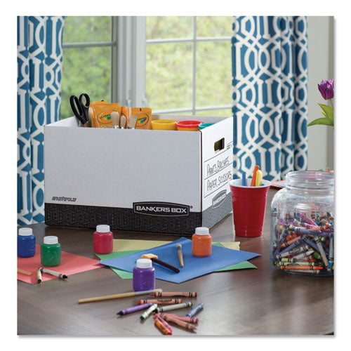 Image of Bankers Box® R-Kive Heavy-Duty Storage Boxes, Letter/legal Files, 12.75" X 16.5" X 10.38", White/black, 12/carton