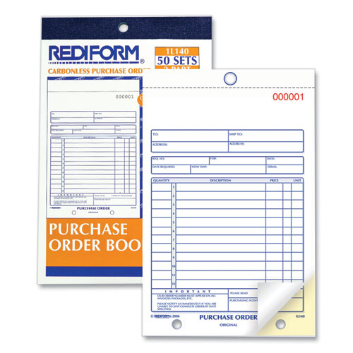 Image of Rediform® Purchase Order Book, 12 Lines, Two-Part Carbonless, 5.5 x 7.88, 50 Forms Total